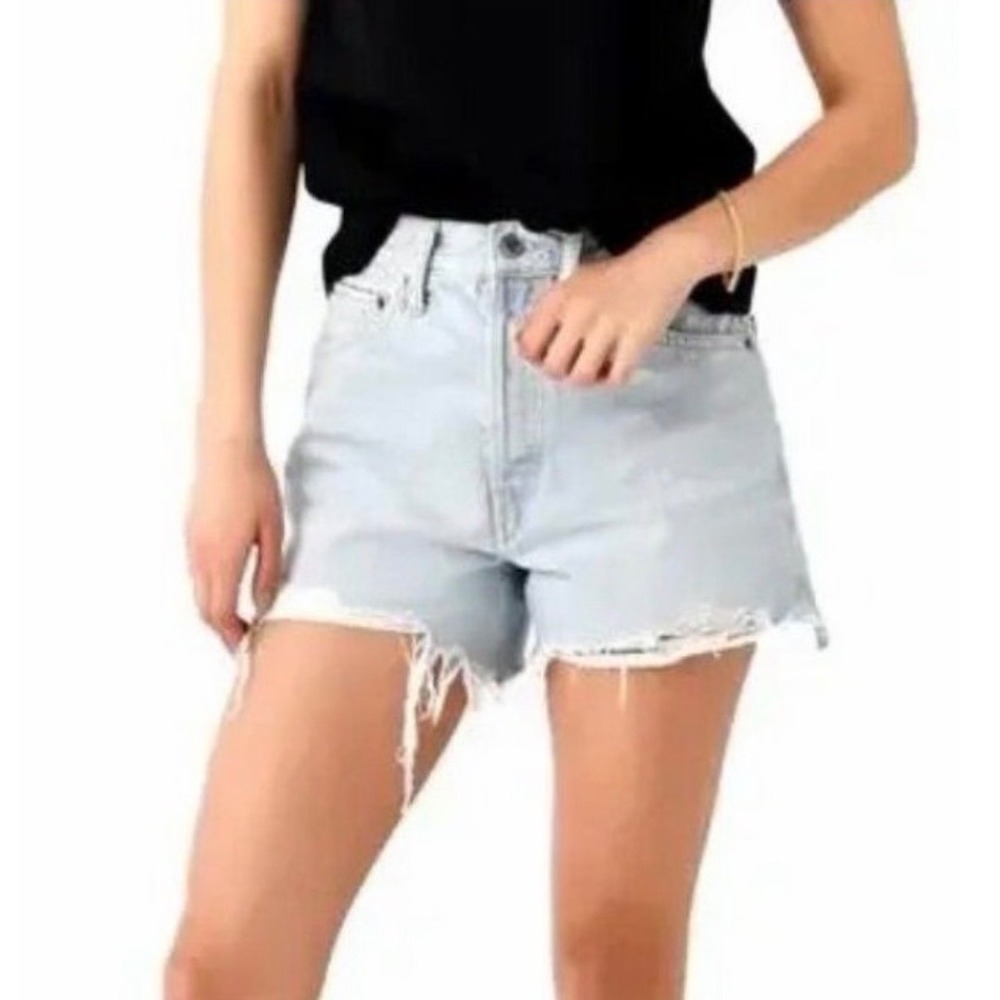 RE/DONE 50s Cutoff High Rise Light Wash Denim Shorts Blue Size 26 Button Fly